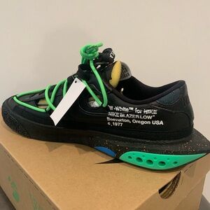 BRAND NEW- OFF- WHITE X Nike Mens Blazer Low DH7863 001 - Black/Electro Green